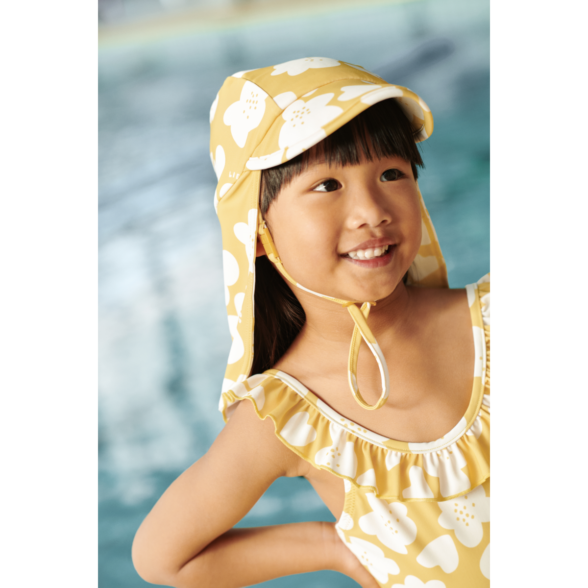 Kallie printed ruffle swimsuit - Flower / Lemon yellow