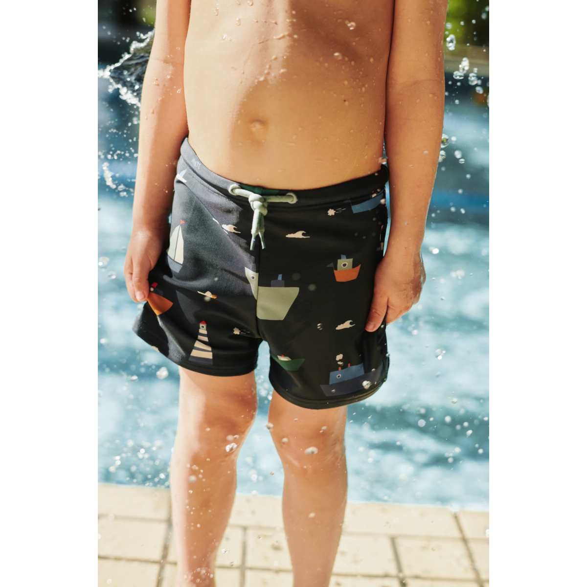 Otto Printed Swim Trunks - Sailing / Classic navy